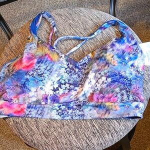 Athleta NWT Solace Printed Bra D-DD Watercolors Size XL